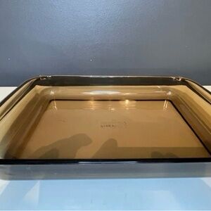 Vintage Pyrex Amber Glass Bakeware Set 4 Pc 3 Rectangular + 1 Round USA